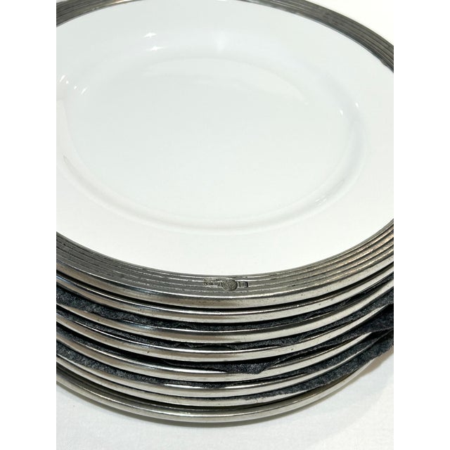 Tuscan 8 Piece Arte Italica Tuscan Pewter Rim Salad/Dessert Plates For Sale - Image 3 of 4