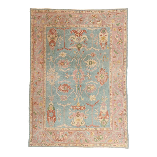 Vintage Pastel Turkish Oushak Rug, 08'08 X 12'02 For Sale