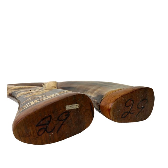 1970s Vintage Carved Thailand Horns- a Pair For Sale - Image 5 of 5