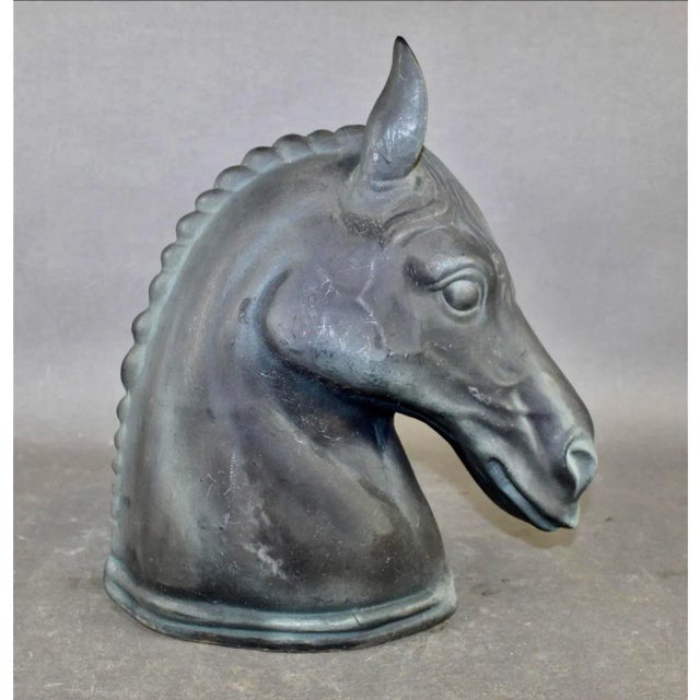 Just in, this French Horse Head Sculpture in Dark Gray Color Gres/Stoneware. Goes is a very hard and durable material,...
