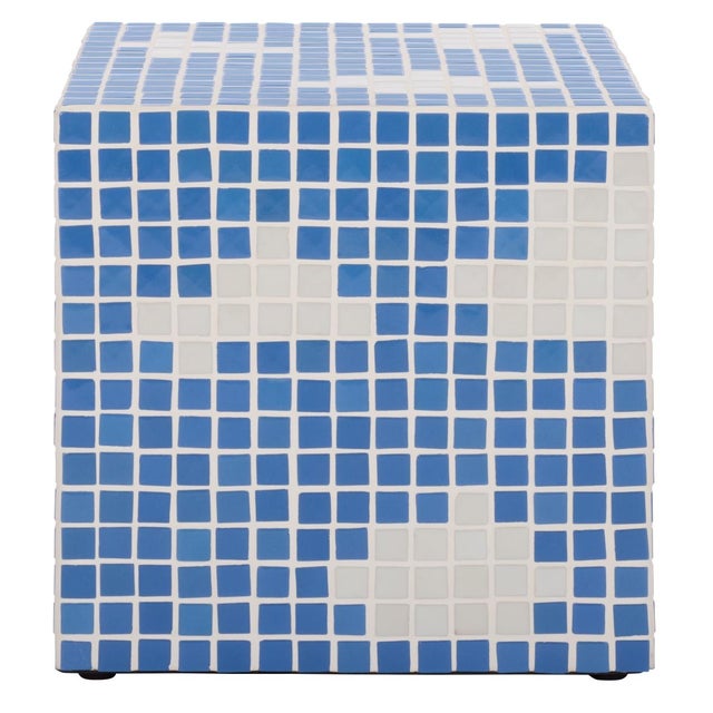 Wood Hikari Cube Cloud Tile Accent Table in Light Blue / White For Sale - Image 7 of 7