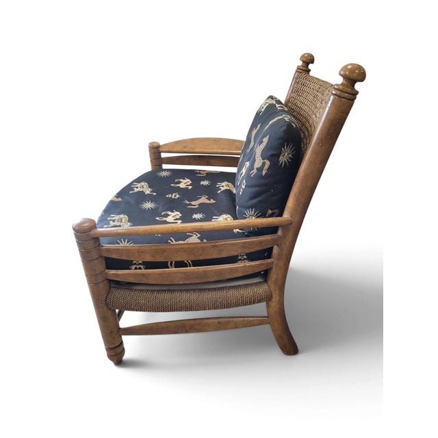 Maitland-Smith British Colonial Cane Lounge Chair & Ottoman, C. 1990 For Sale - Image 10 of 16