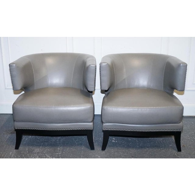 Antiques of London Lovely Pair of Coach House Leather Armchairs. Measurements Height - 81cm Width - 78cm Depth - 80cm Seat...