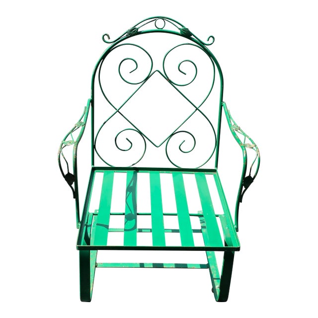 Vintage Mid-Century Style Meadowcraft Wrought Iron Counterlever Lounge Chair For Sale
