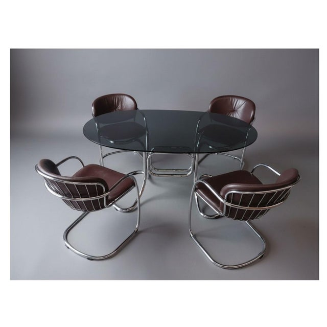 Dining Set in Chrome and Glass by Gastone Rinaldi for Rima, 1970s, Set of 5 For Sale - Image 3 of 10