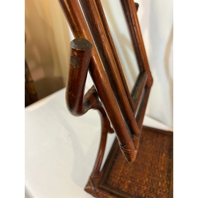 Vintage Palm Beach Regency Faux Tortoiseshell Bamboo Table Top Vanity Mirror For Sale - Image 9 of 11