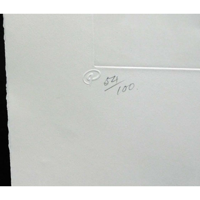 1980s William Papas "Airport Telephones" Signed Numbered Hand Colored Etching #54/100 For Sale - Image 5 of 7