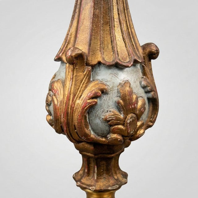 Rococo Large Rococo Style Carved Wooden Floor Lamp, 1800s For Sale - Image 3 of 11