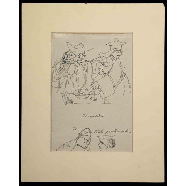 The Five Codes is an original drawing in Pen realized by an anonymous artist in the Mid-20th Century Good conditions...