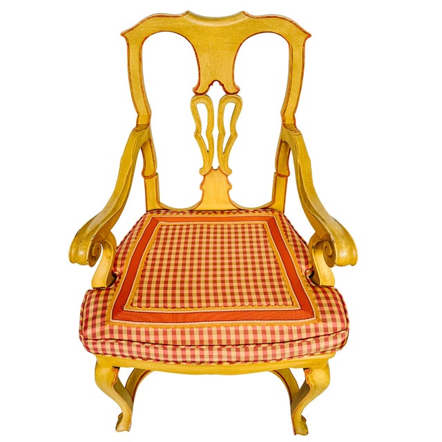 Early 20th Century Venetian Rococo / Louis Revival Style Yellow Wood Upholstered Accent Side Chairs - A Pair For Sale - Image 13 of 17