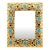 Francois Lembo Ceramic Mirror With Gold Crackle and Blue and Black Cabochons For Sale