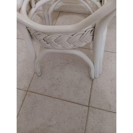 Coastal 1970s Bamboo Tropical Style Dining Table Base No Glass Top White For Sale - Image 3 of 5
