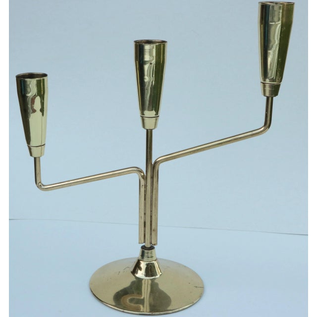 Mid 20th Century Tommi Parzinger Style Three Light Candelabras - a Pair For Sale - Image 5 of 11