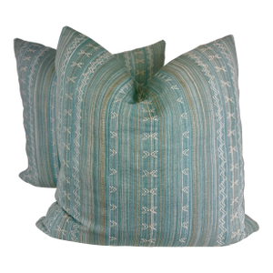 Thibaut "Charter Stripe" in Seaglass 22" Pillows-A Pair