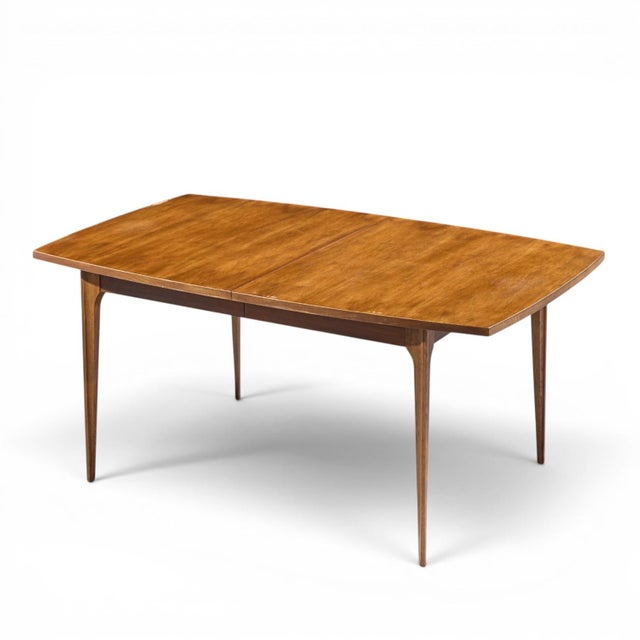 Broyhill Brasilia Mid Century Walnut Expanding Dining Table With 1 Leaf For Sale - Image 9 of 10