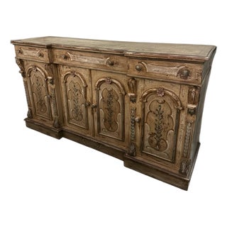 Vintage Italian Credenza Carved and Venetian Painted. For Sale