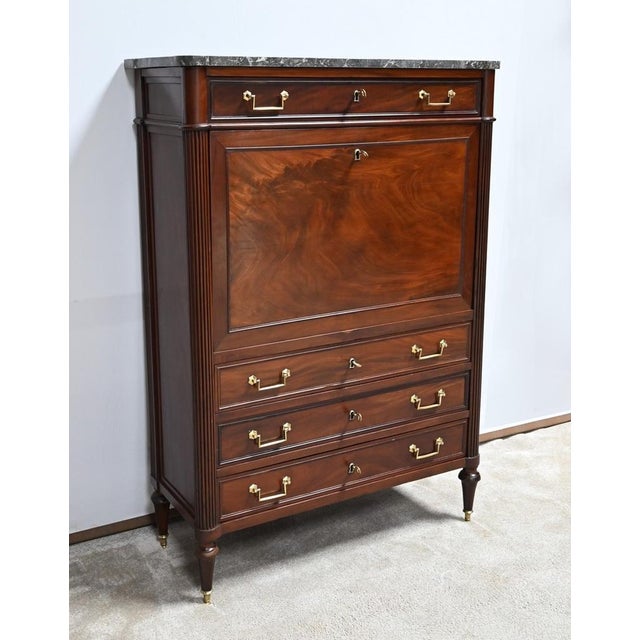 Louis XVI Mahogany Secretary, 18th Century For Sale - Image 3 of 18
