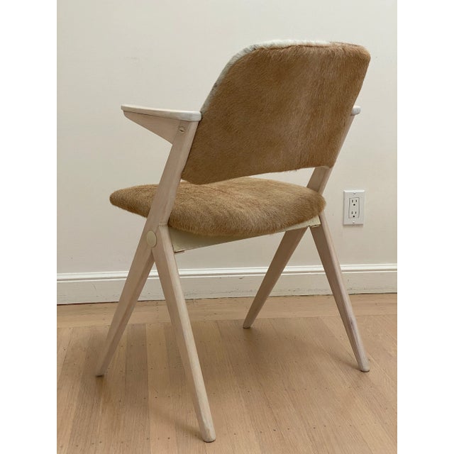 Mid-Century Modern Whitewashed Cowhide Armchair For Sale - Image 9 of 13