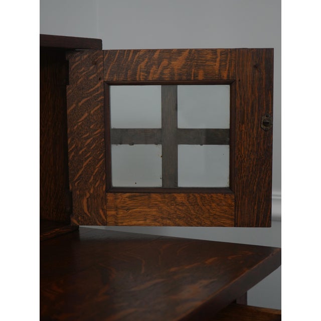 Antique Limbert Style Mission Oak Sideboard W. Mirror For Sale - Image 4 of 18