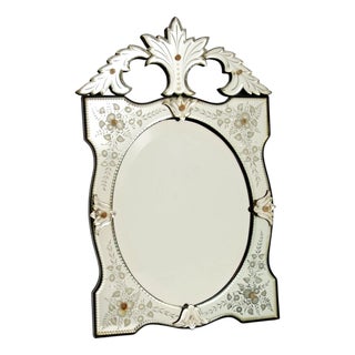 Antique Venetian Etched Glass Mirror, Italy, 1900s For Sale