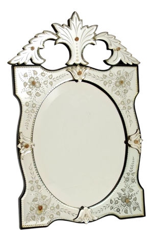 Antique Venetian Etched Glass Mirror, Italy, 1900s