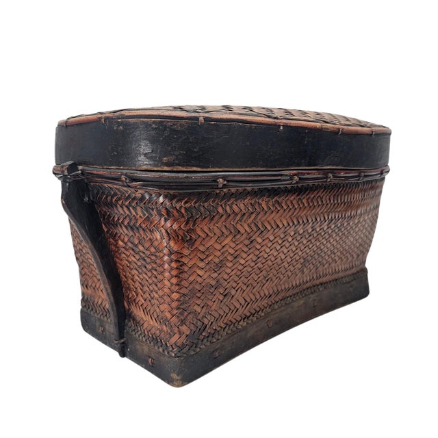 Large Philippine Bontoc Rattan and Bamboo 'Tayaan' Storage Basket 1950's 21.5" For Sale - Image 12 of 13