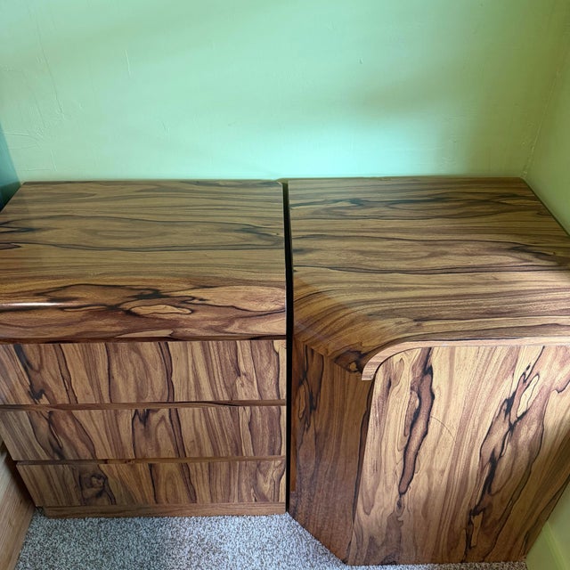 Brown 1980s Modular Lacquer Laminate Waterfall Postmodern Full Bedroom Suite For Sale - Image 8 of 11