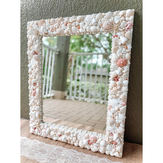 Seashell Mirror 25x30” Shell Mirror, Coastal Luxury Wall Art, Wall Mirror For Sale - Image 4 of 7