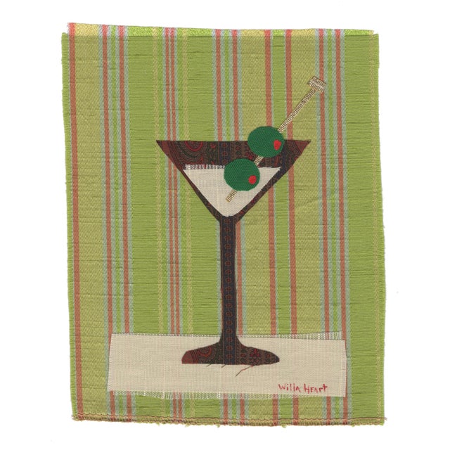 Sally the Martini by Willa Heart in Brimfield Black Frame, Mini Art Print For Sale