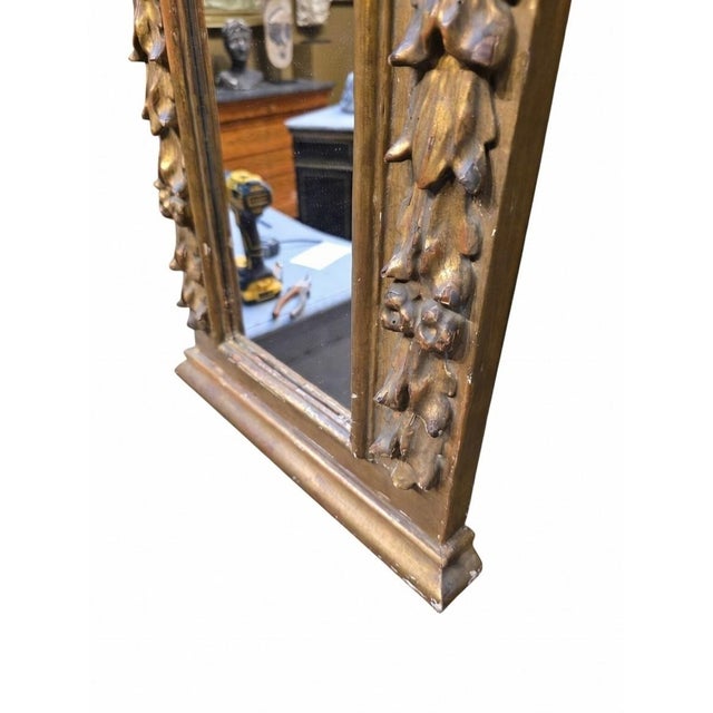 Baroque Italian Baroque Wall Mirror in Gilt Wood, Mid-19th Century For Sale - Image 3 of 15