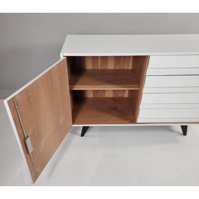 White Vintage Commode in Oak, 1960s For Sale - Image 8 of 12