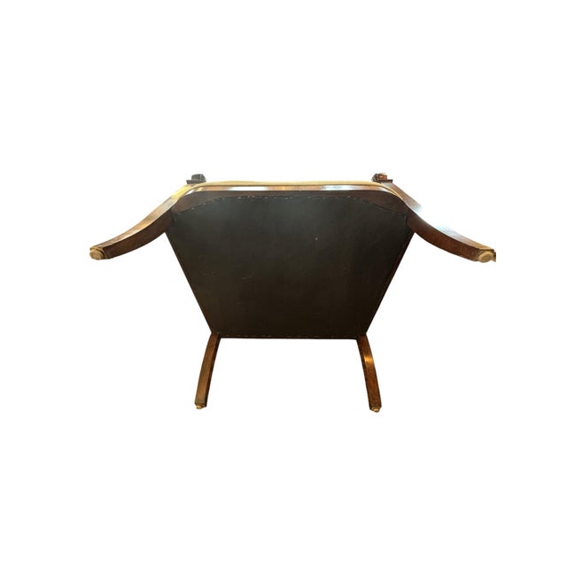 Cream Neoclassical Walnut Lounge Chair With Paisley Upholstery Transitional Designer Accent Chair For Sale - Image 8 of 8