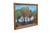 Vintage Margaret Skites folk art style oil painting on board. It depicts a long, white, rural building surrounded by...