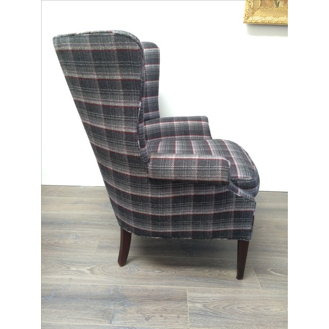 Gray Plaid Wing Chair Chairish