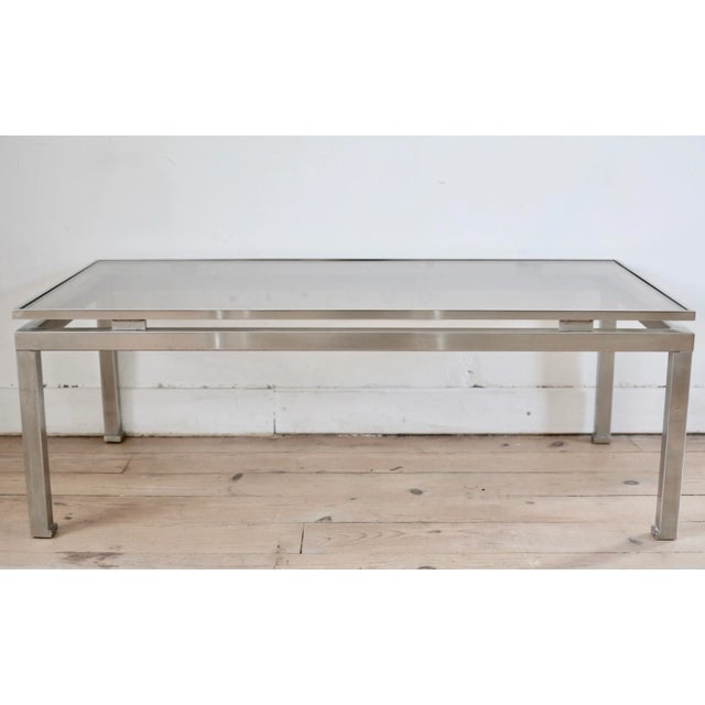 French Steel & Smoked Glass Coffee Table by Guy Lefevre for Maison Jansen, 1970s For Sale - Image 12 of 15