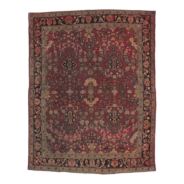 Antique Persian Mahal Rug 09'00 X 11'07 For Sale