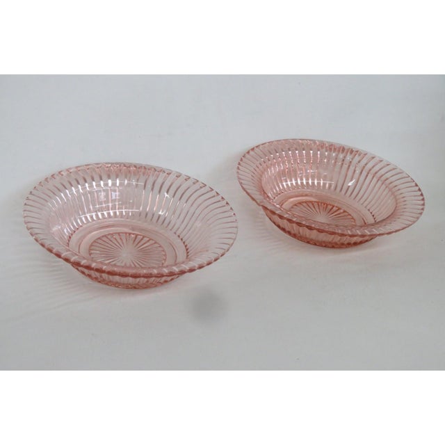 1930s Anchor Hocking Queen Mary Pair of 2 Dessert Bowls Pink Depression Glass For Sale In Miami - Image 6 of 12