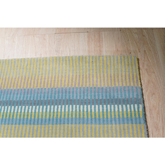 2020s 10x14 Serene Xena Green Striated Geometric Modern Handmade Wool Carpet Rug For Sale - Image 5 of 10