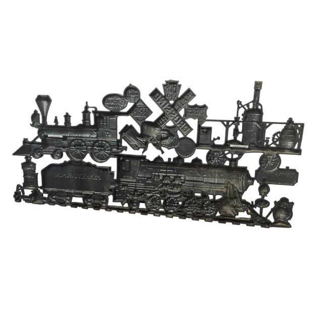 Burwood Products Company Railroad Train 3d Antique Metal Wall Plaque 1973 For Sale - Image 9 of 9