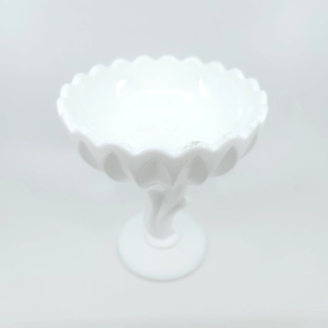 Contemporary Vintage Milk Glass Tulip Pedestal Dish For Sale - Image 3 of 12