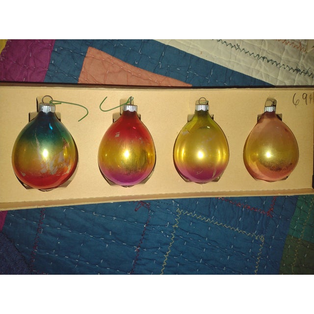 Shiny Brite Ombre Glass Christmas Tree Ornaments in Original Box For Sale - Image 14 of 18
