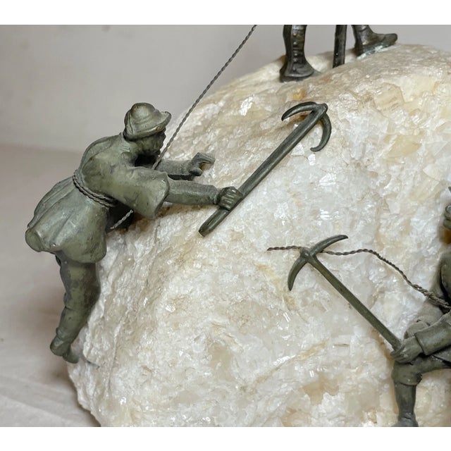 Antique 1800's Austrian Bronze Mineral Stone Figure Alpinists Climbers Statue For Sale - Image 12 of 12