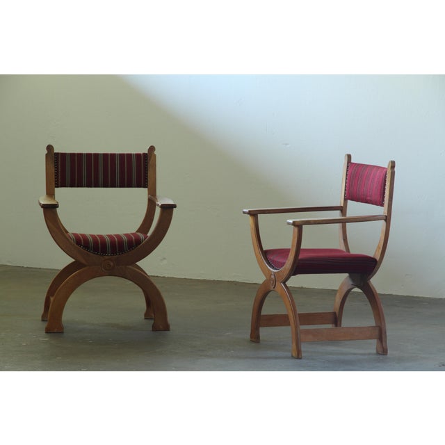 Vintage Brutalist Kurul Armchairs in Oak by Henning Kjærnulf, 1960s, Set of 2 For Sale - Image 16 of 18