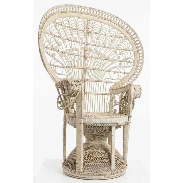 1970s Rattan and Wicker Peacock (Emmanuel) Chair For Sale - Image 4 of 5