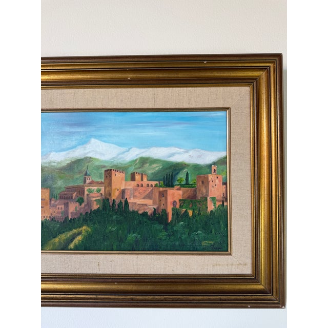 1990s Vintage "Alhambra De Granada" Impressionist Landscape Oil Painting on Canvas – Framed For Sale - Image 5 of 12