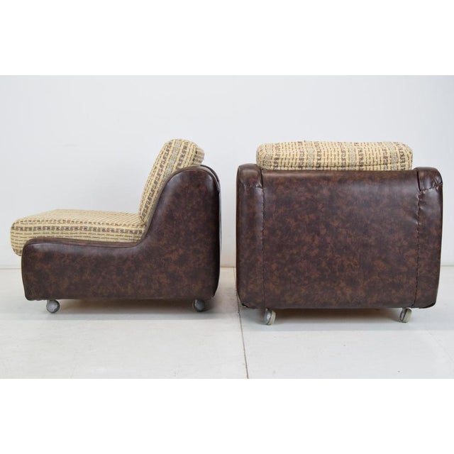 Mid-Century Leatherette Armchairs on Wheels, 1970s, Set of 2 For Sale - Image 9 of 17