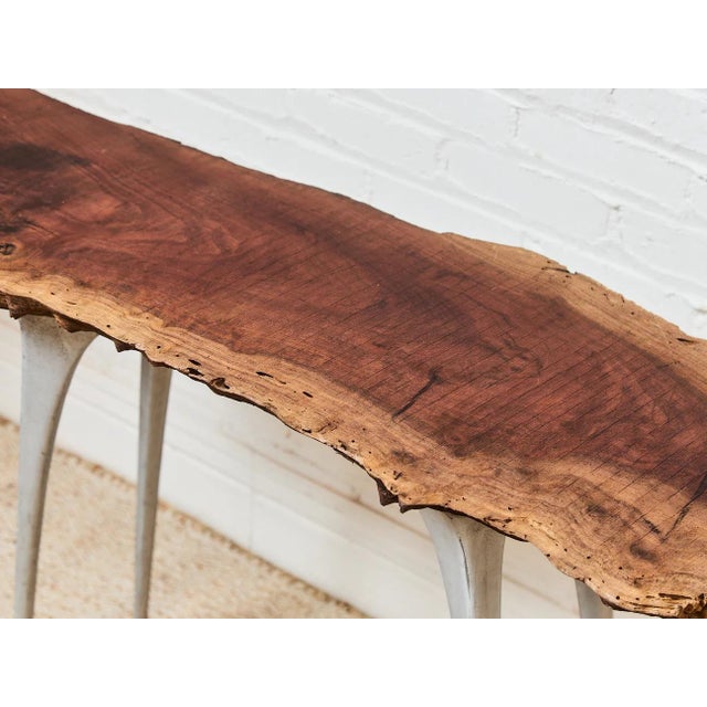 French Vintage Live Edge Modernist Entry Table For Sale - Image 9 of 12