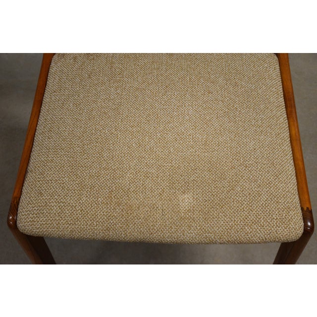 1970s Danish Style Modern Teak Beige Dining Chairs - Set of 6 For Sale - Image 9 of 10