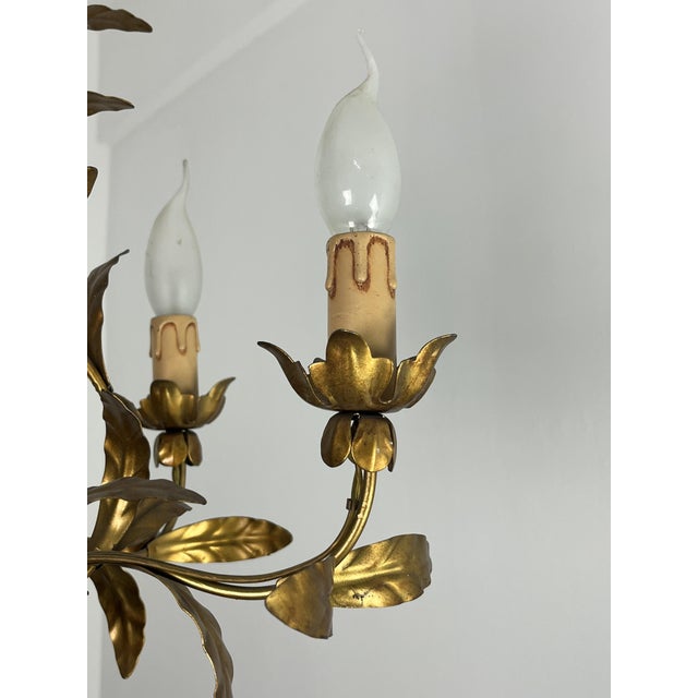 Italian Five-Light Wrought Iron Chandelier, 1950s For Sale - Image 4 of 12