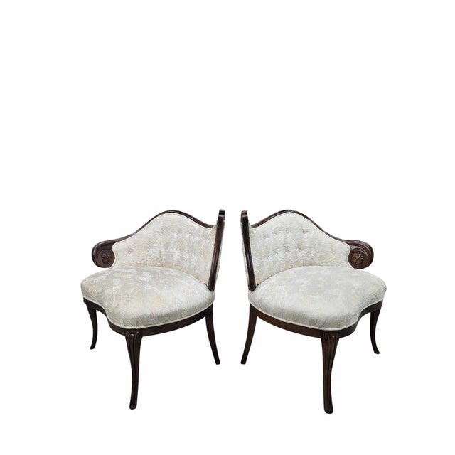 Antique Victorian Rococo Revival Ladies’ Conversation Chairs – Pair Elegant pair of antique Victorian Rococo Revival...